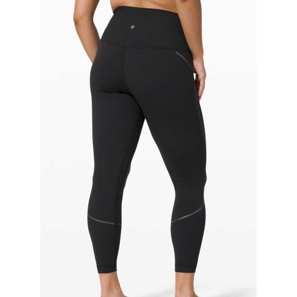 Lululemon Size 2 Align HR Tight 25” Black Gold Trim